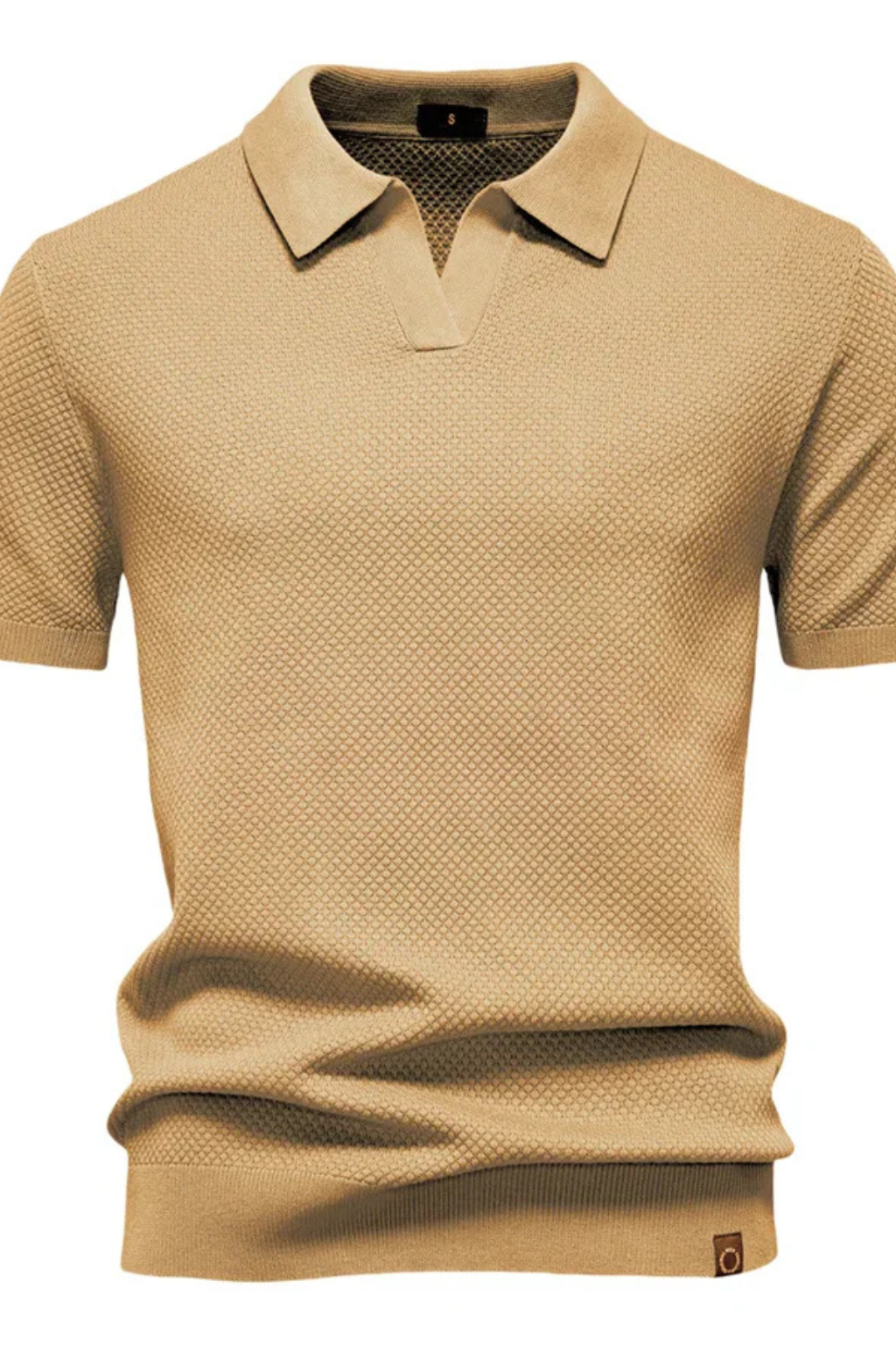 Men Textured Knit Short Sleeve Polo Shirt