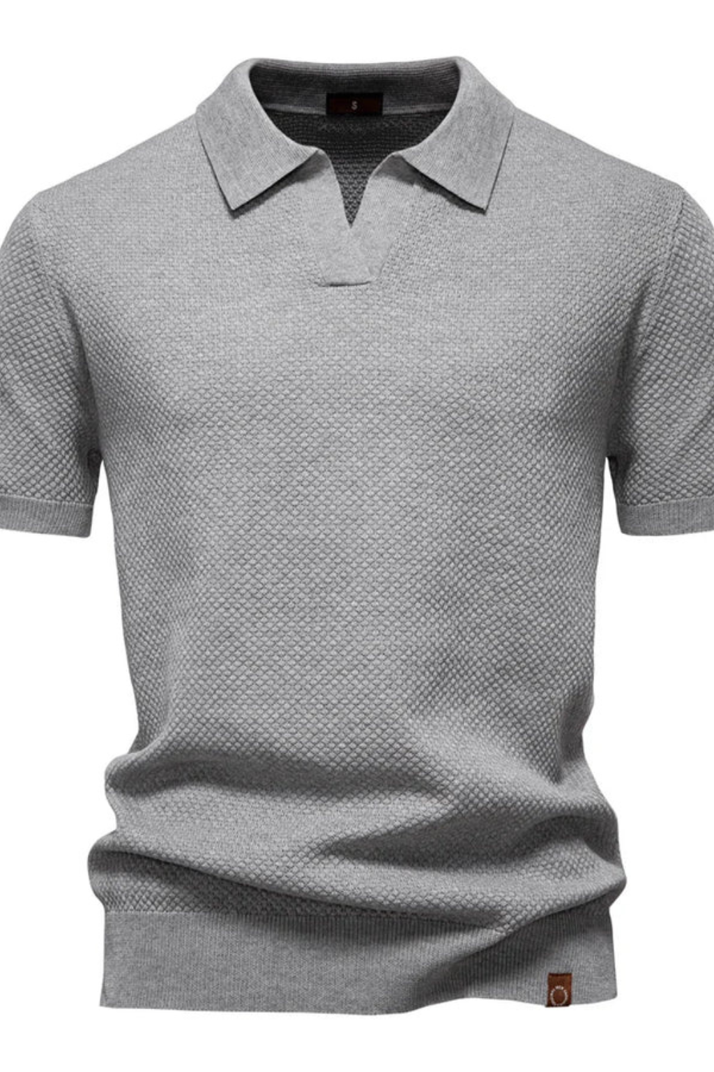 Men Textured Knit Short Sleeve Polo Shirt