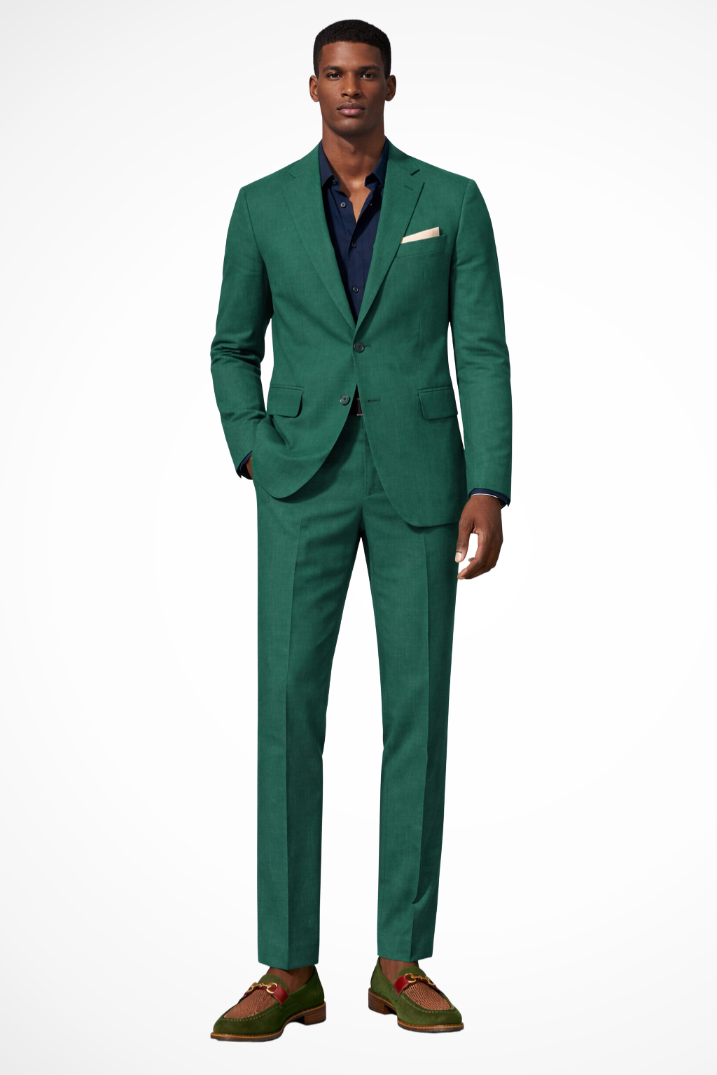 Men Notch Lapel Single Breasted Linen Summer Wedding Suit