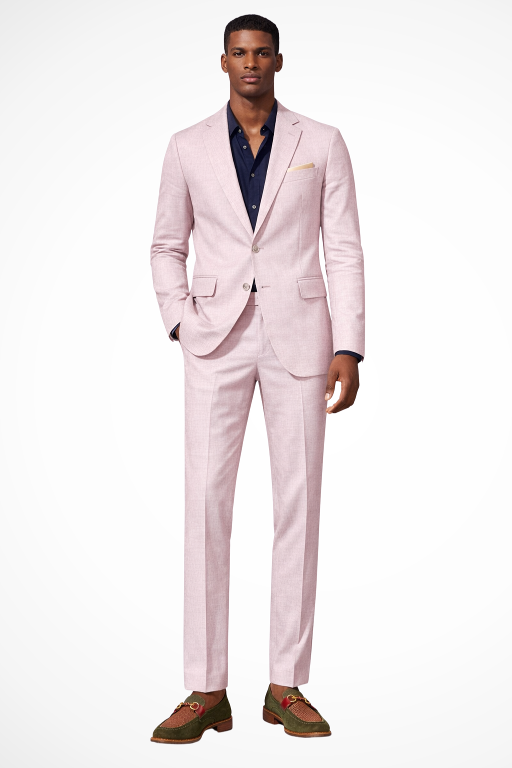 Men Notch Lapel Single Breasted Linen Summer Wedding Suit