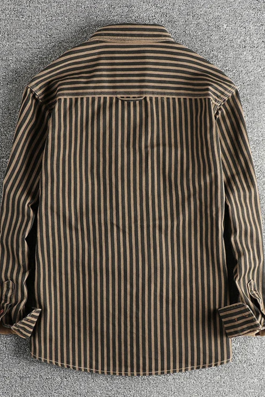 Men Washed Striped Shirt Loose Fit Long Sleeve Blouse