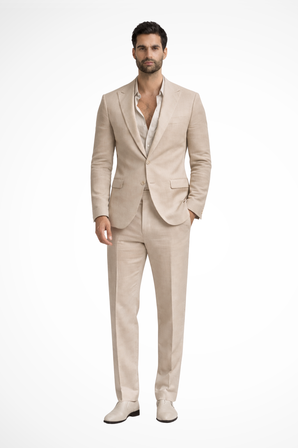 Men Relaxed Fit Linen Summer Wedding Guest Suit