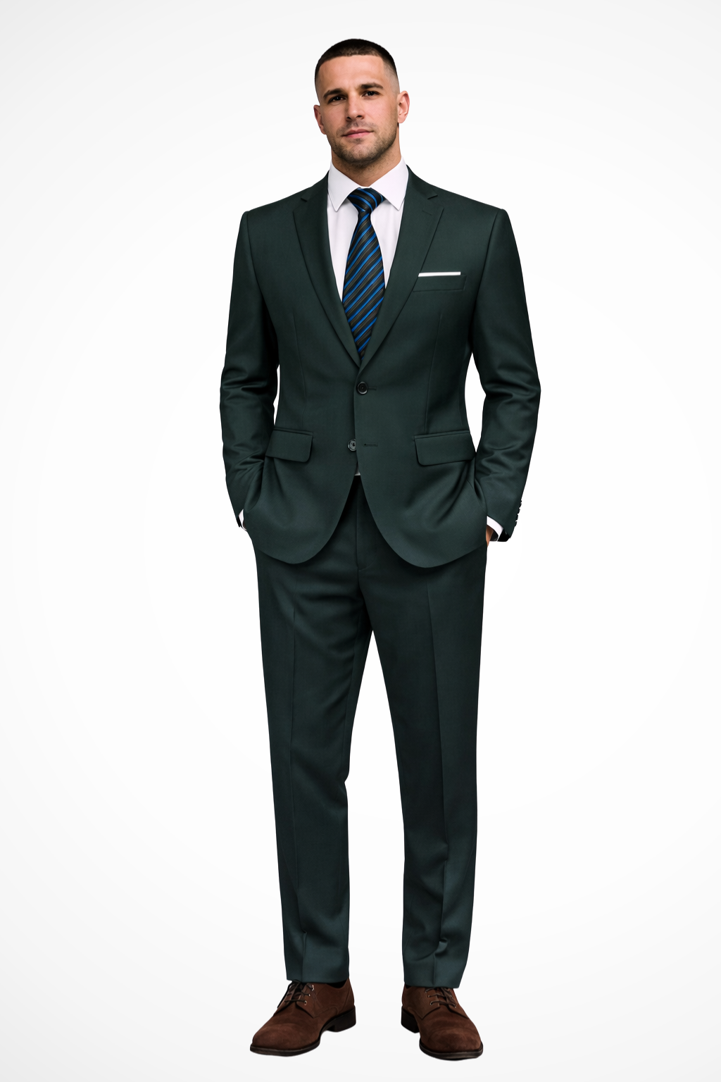 Men Fitted Two Piece Wedding Guest Suit with Notch Lapel