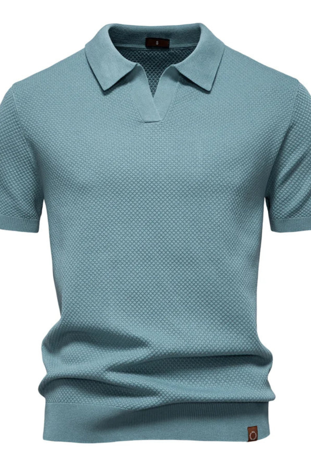 Men Textured Knit Short Sleeve Polo Shirt