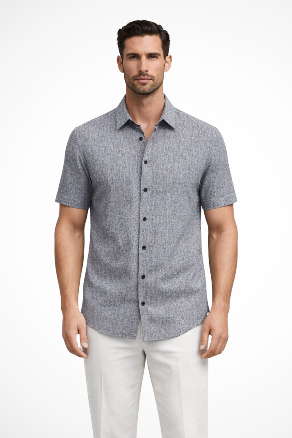 Men Short Sleeve Button Down Summer Shirt