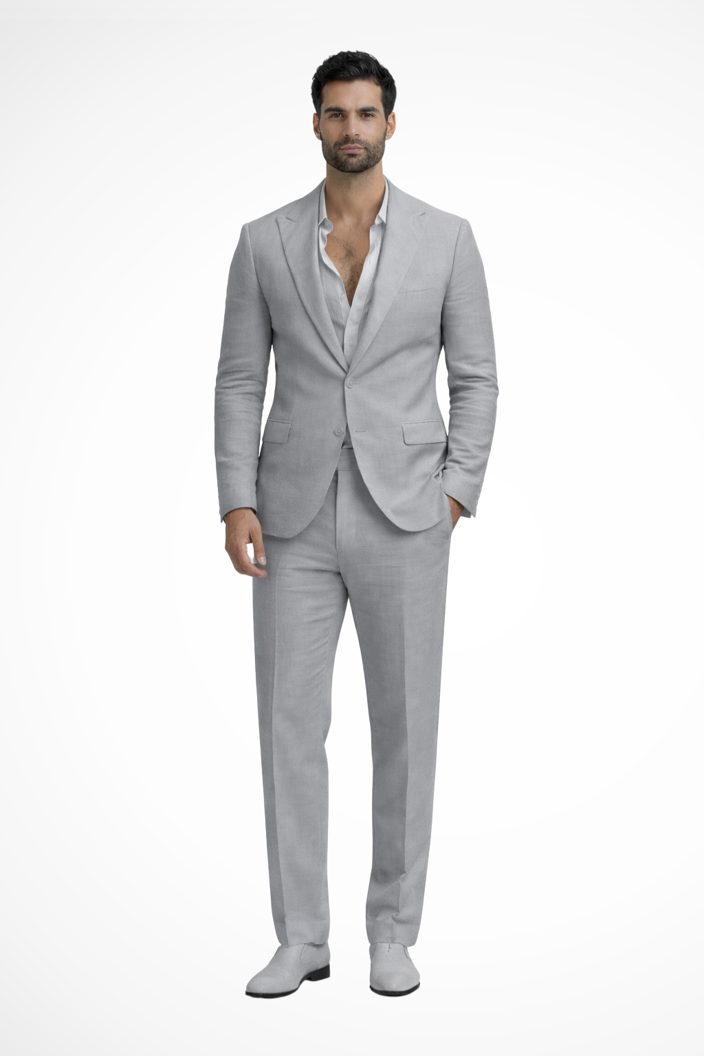 Men Relaxed Fit Linen Summer Wedding Guest Suit