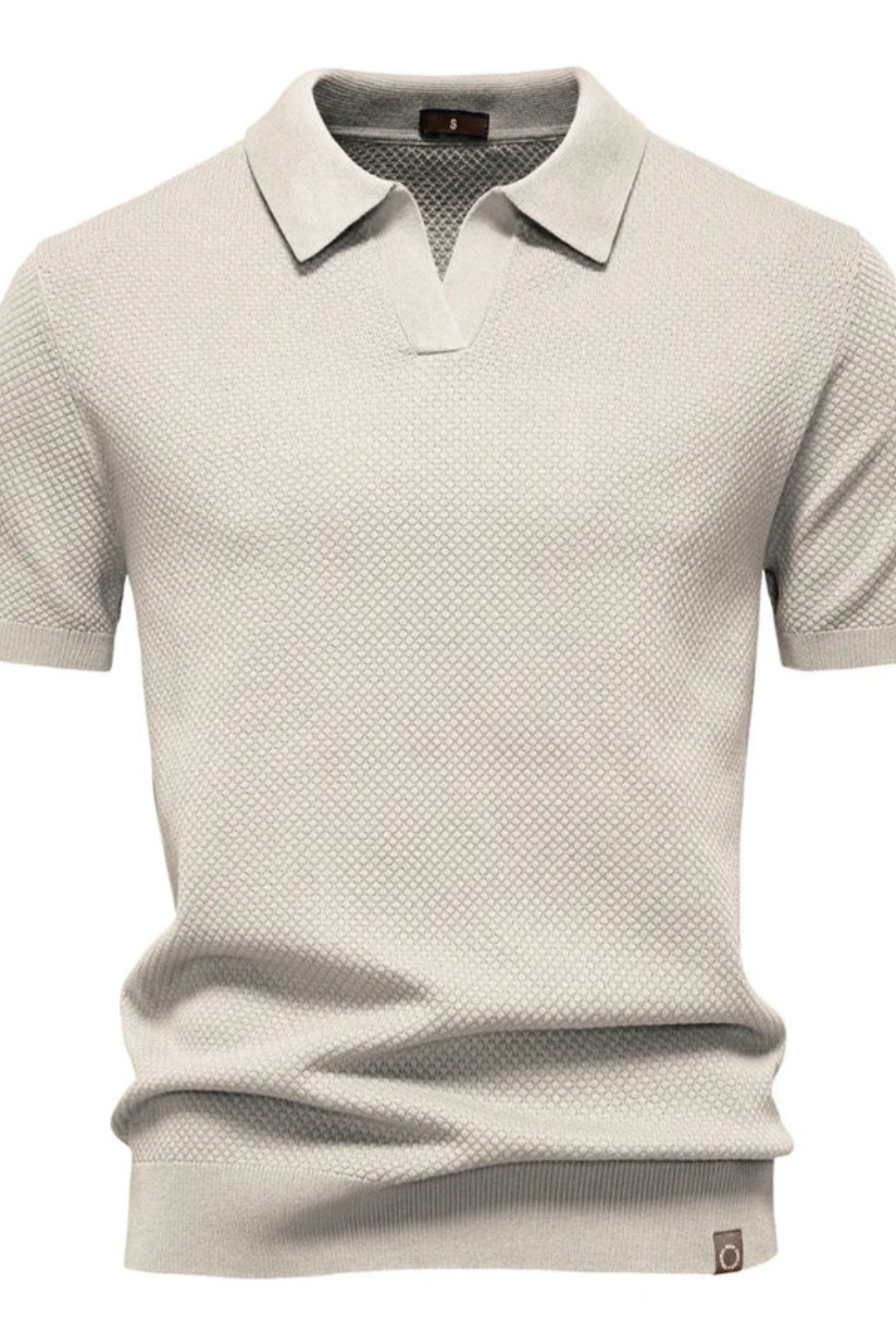 Men Textured Knit Short Sleeve Polo Shirt