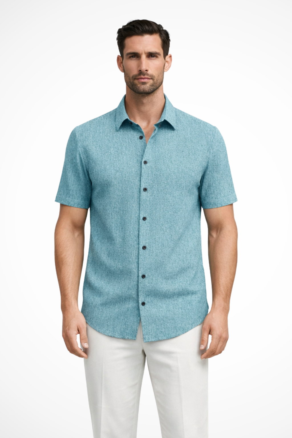 Men Short Sleeve Button Down Summer Shirt
