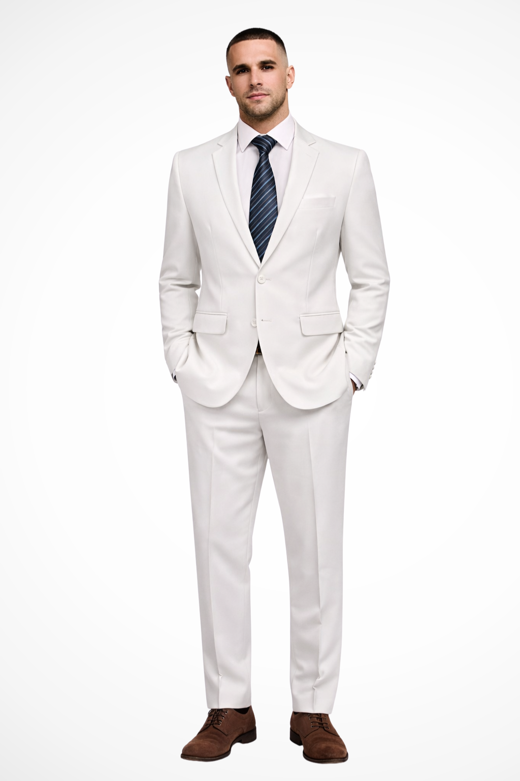 Men Fitted Two Piece Wedding Guest Suit with Notch Lapel