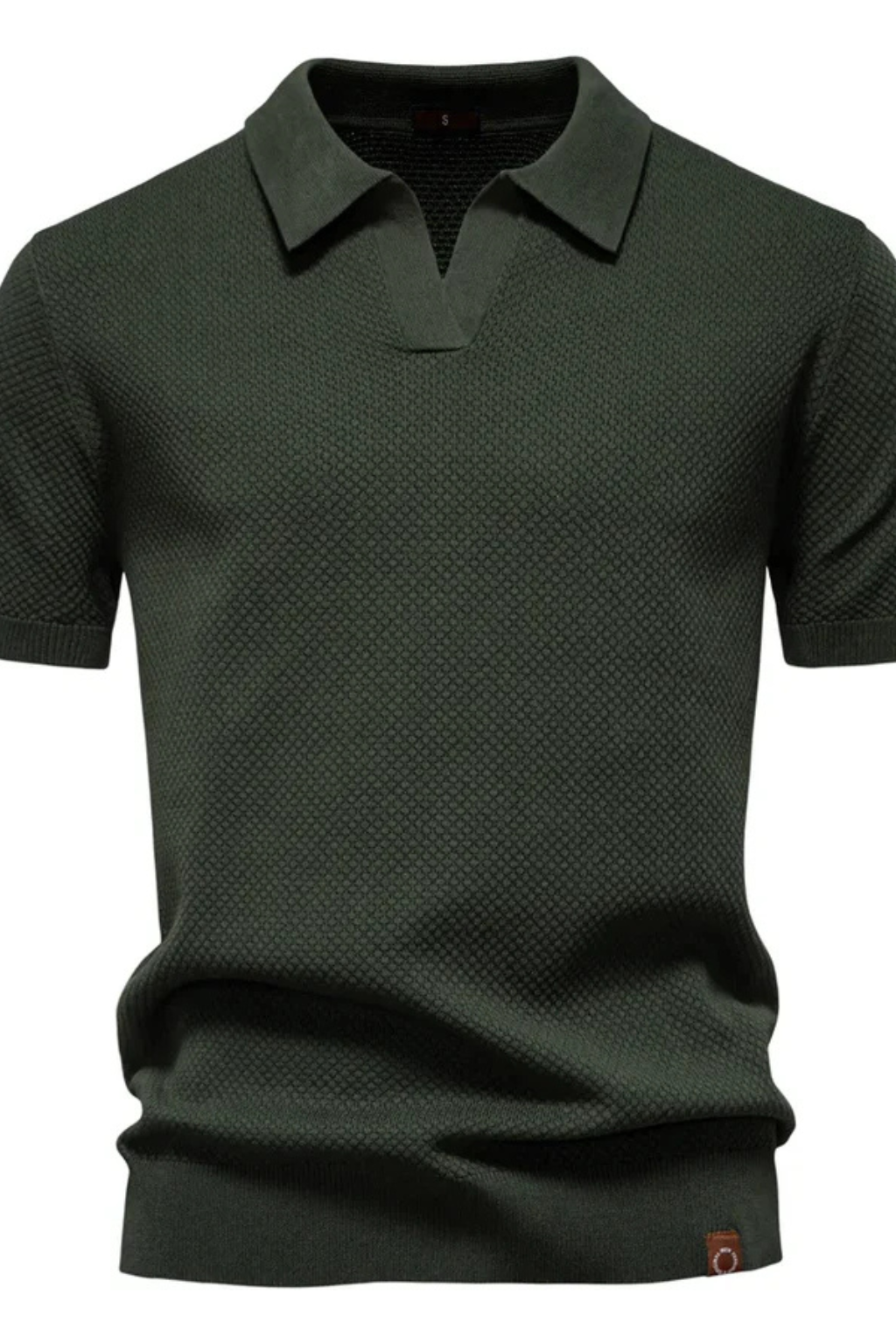 Men Textured Knit Short Sleeve Polo Shirt