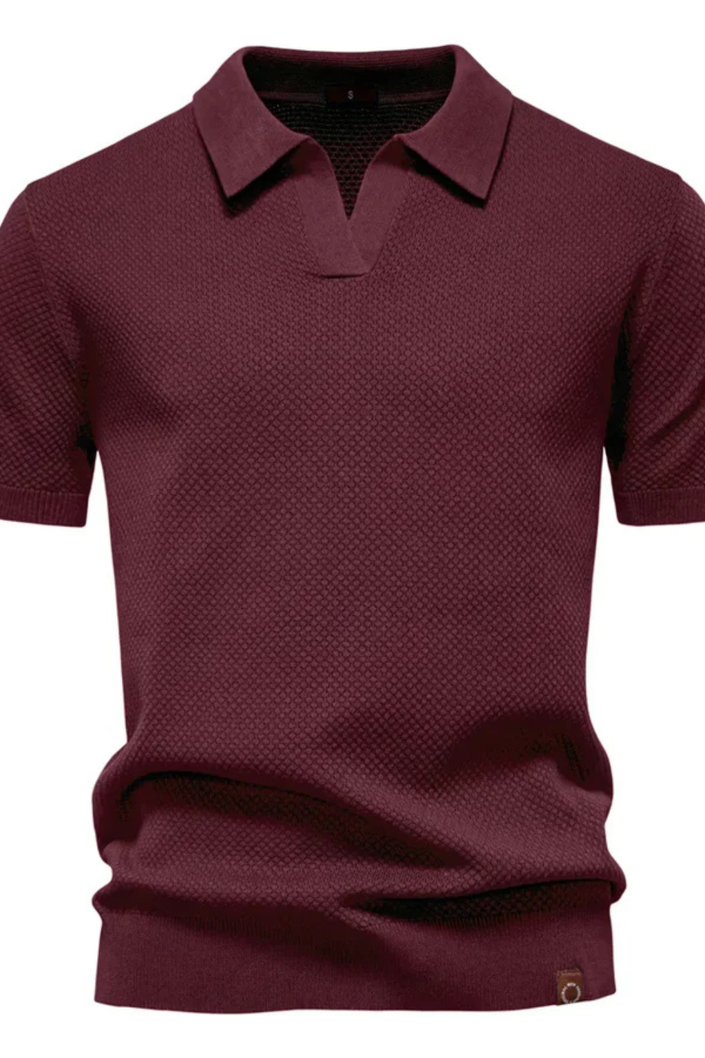 Men Textured Knit Short Sleeve Polo Shirt