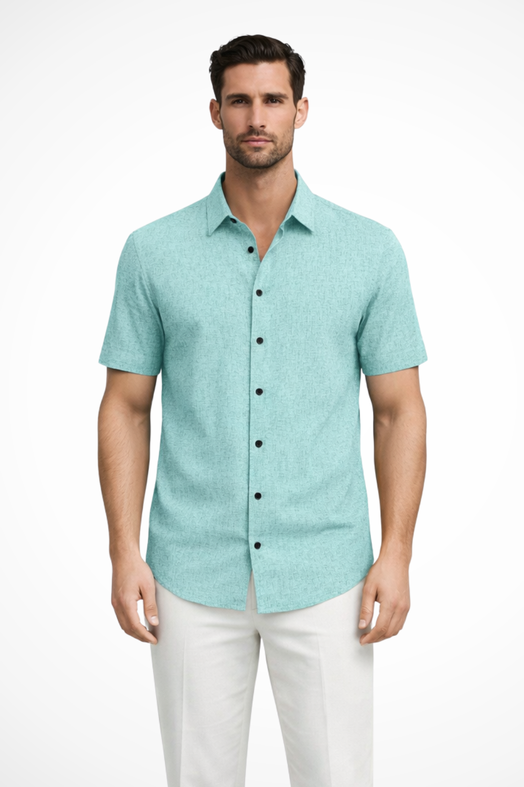 Men Short Sleeve Button Down Summer Shirt