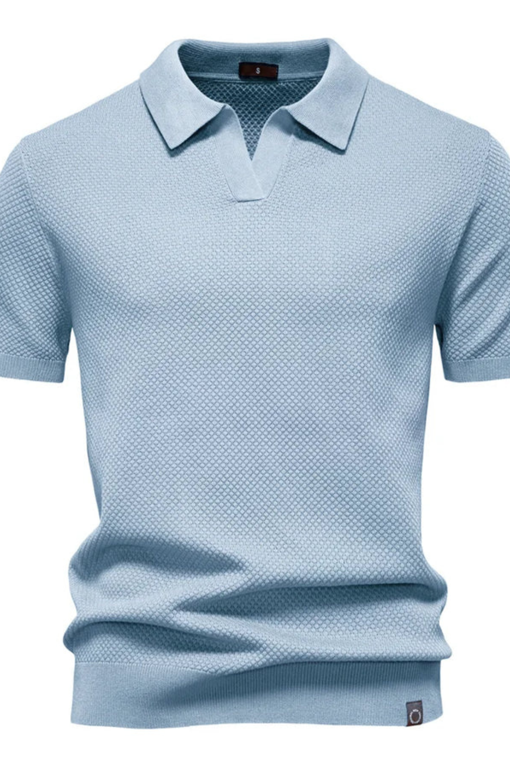 Men Textured Knit Short Sleeve Polo Shirt