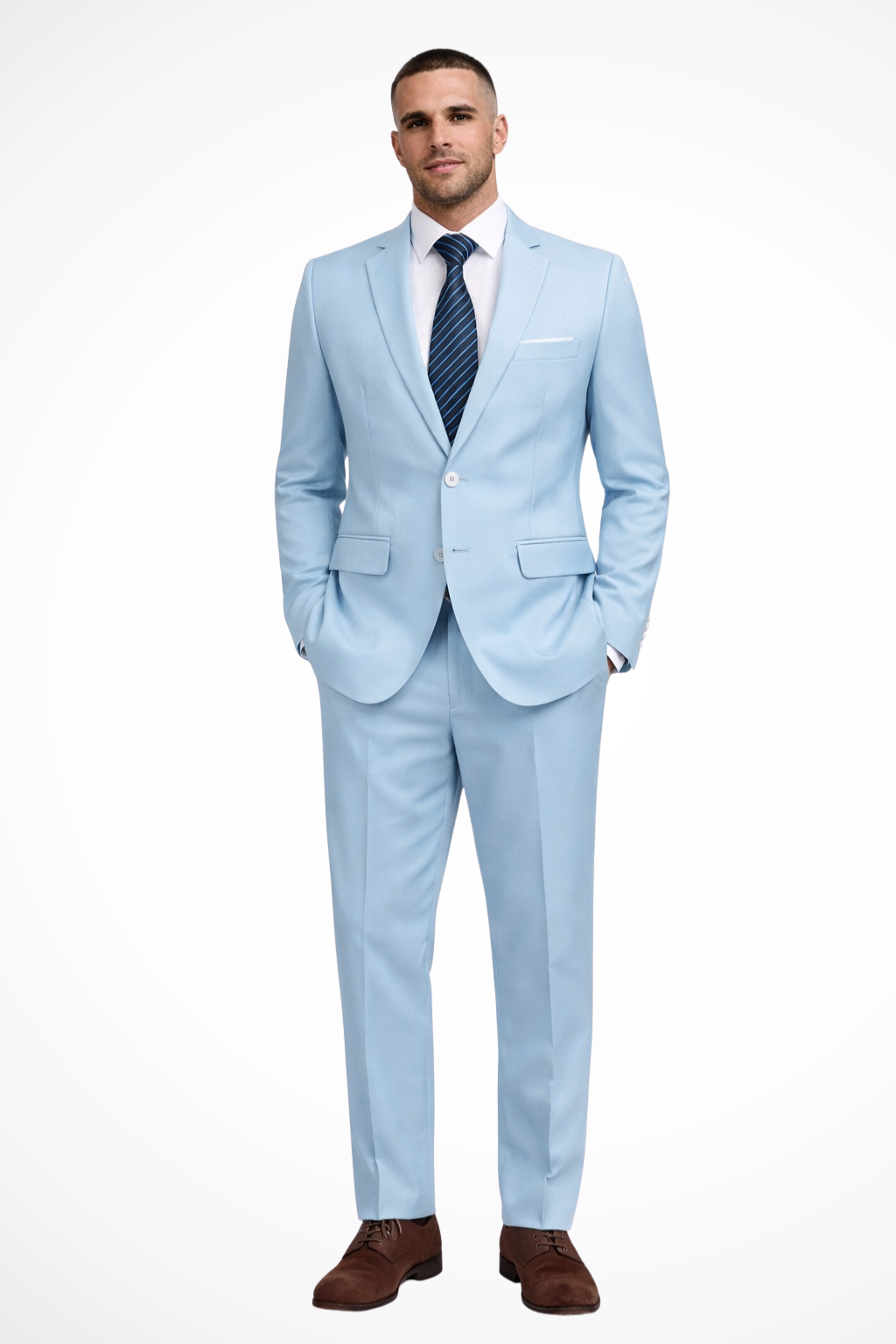 Men Fitted Two Piece Wedding Guest Suit with Notch Lapel