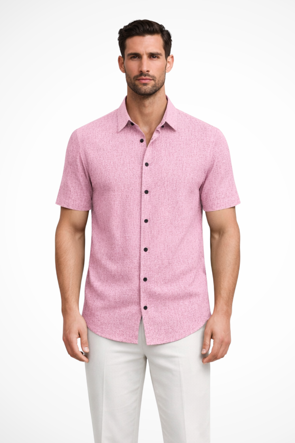 Men Short Sleeve Button Down Summer Shirt