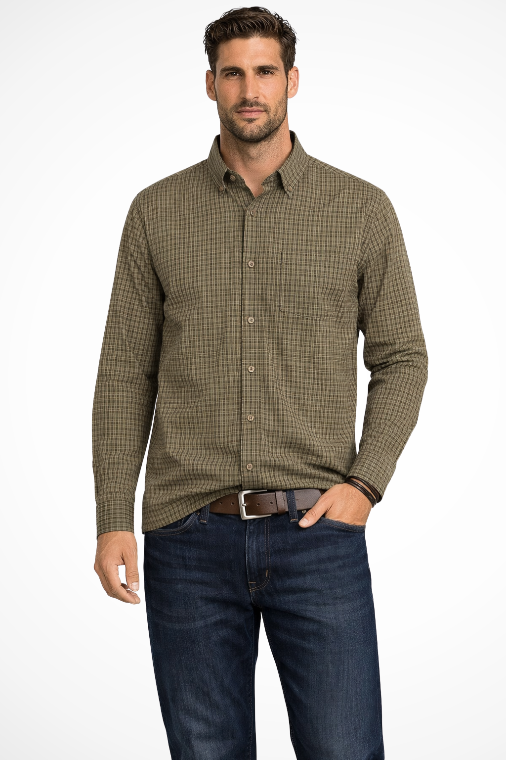 Men Striped Long Sleeve Button Down Formal Shirt