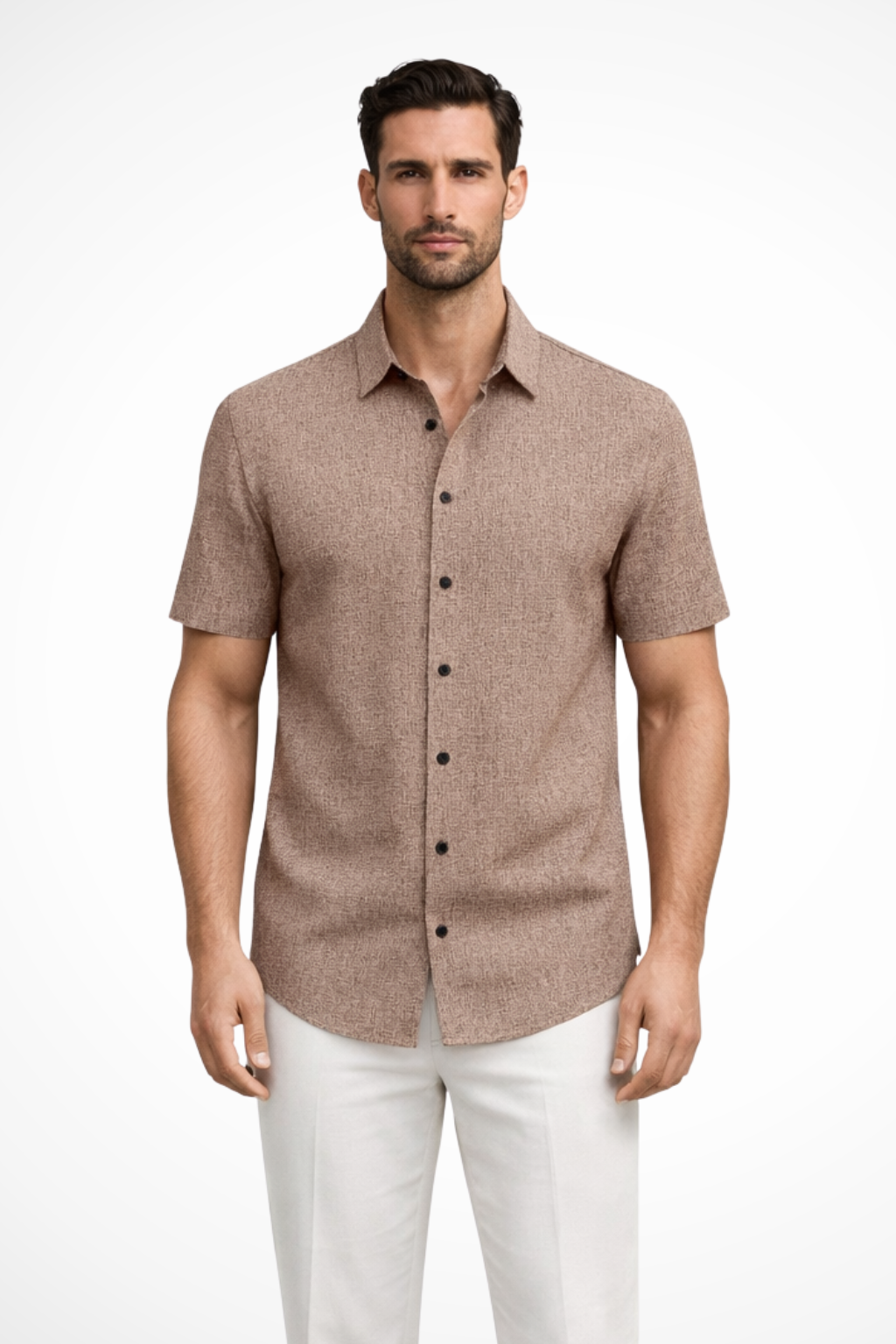 Men Short Sleeve Button Down Summer Shirt