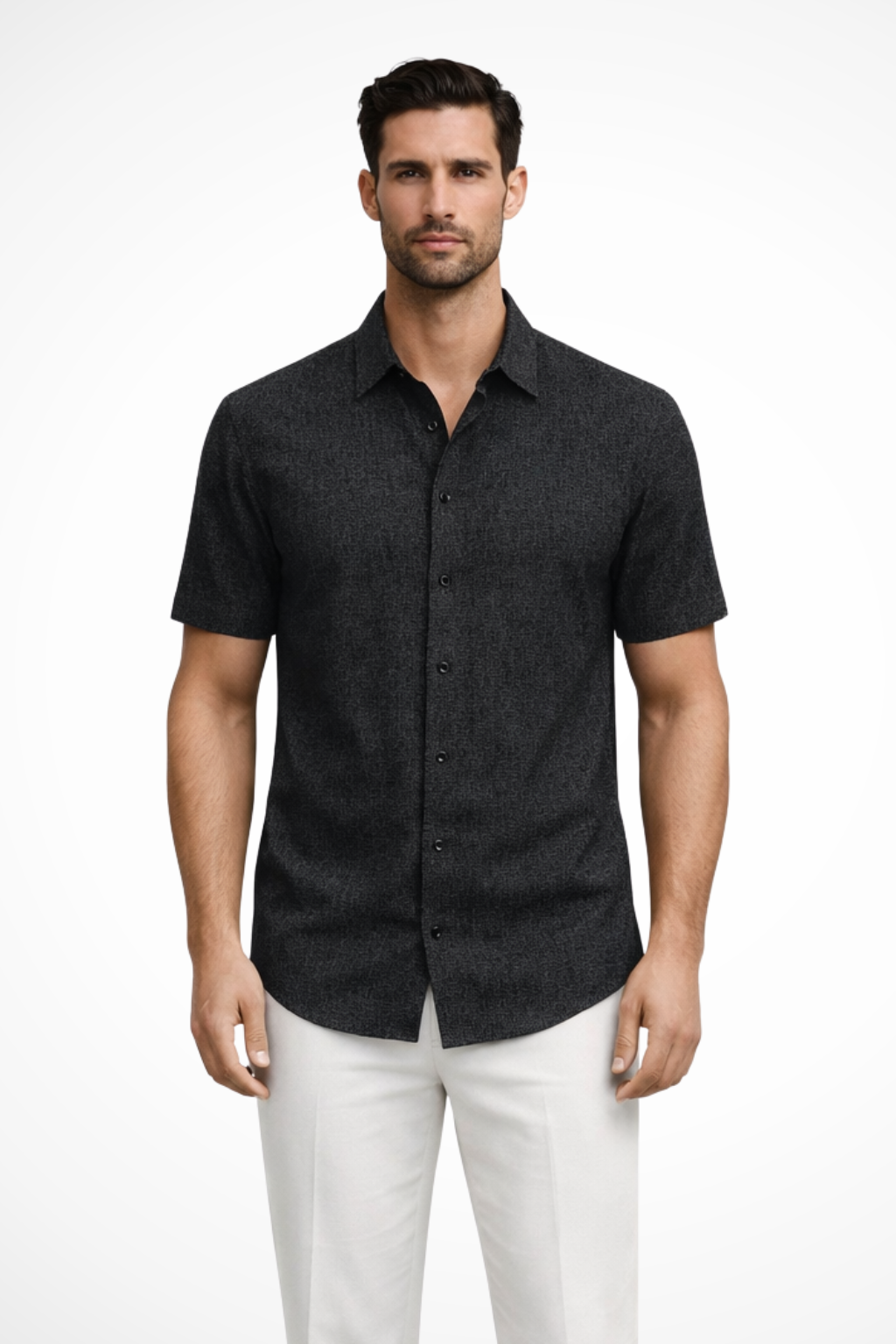 Men Short Sleeve Button Down Summer Shirt