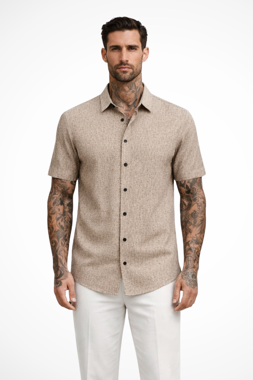 Men Short Sleeve Button Down Summer Shirt